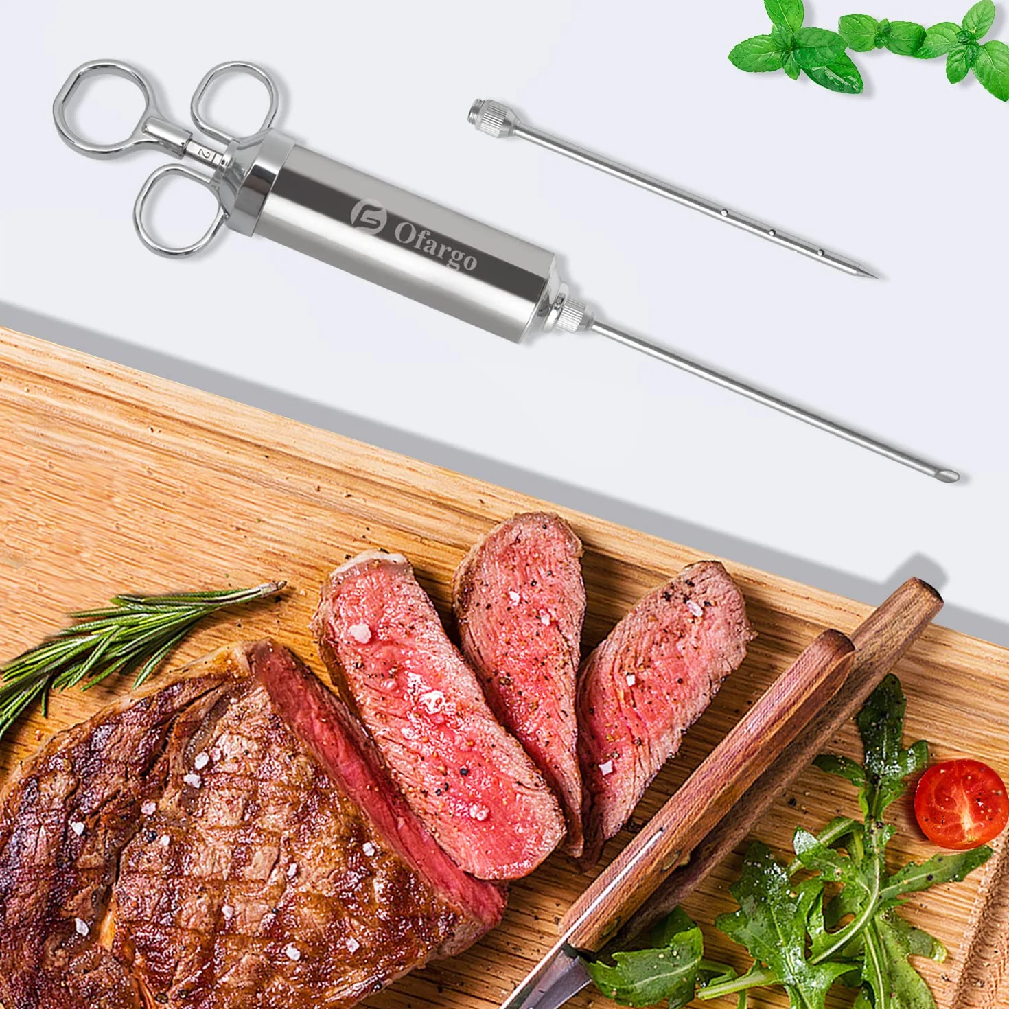 Seringue alimentaire Ofargo 60 ml avec 3 aiguilles pour viande, marinade BBQ