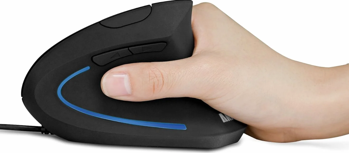 Anker Pionowa mysz pionowa, ergonomiczna mysz optyczna, kabel USB, kompatybilna z praworęcznymi, komfort i eliminacja tułowia dłoni i stawu, 1000/1600 DPI, 5 przycisków