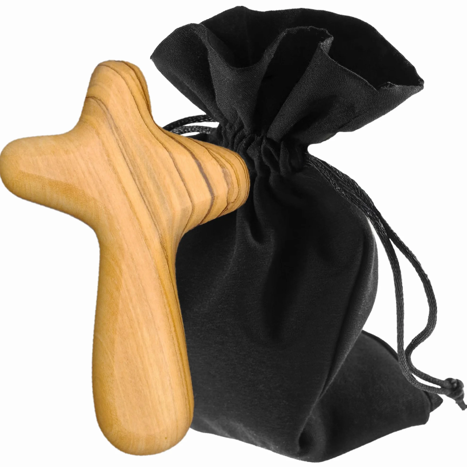Lunexus Croix de réconfort 7,5 cm en bois d'olivier de Bethléem bénie pour guérison, pèlerin, communion