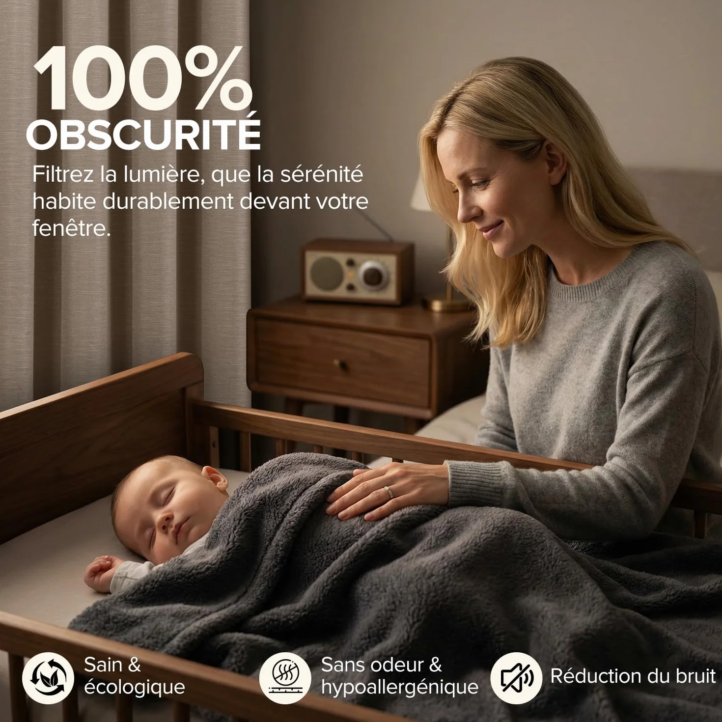 Rideau Thermique Isolant Anti Froid Lot de 2 120x140 Lin pour Salon Chambre
