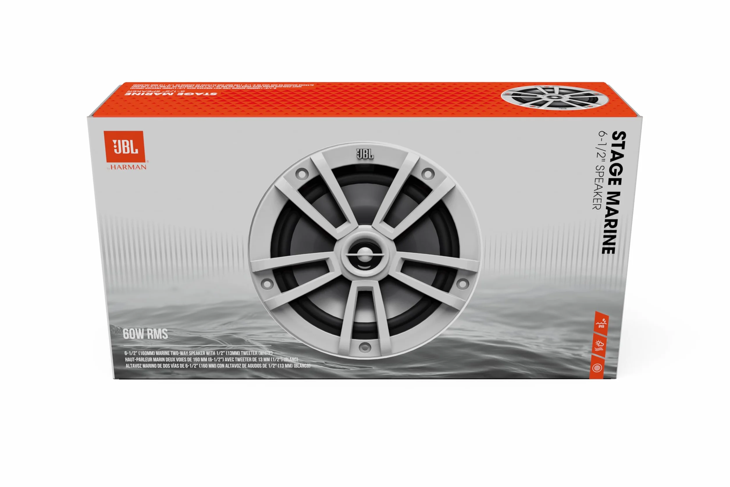 JBL Stage Marine Wodoodporny głośnik 6-1/2" (160mm) - 180 W Dwukierunkowe głośniki morskie do łodzi - Zabytkowe podtynkowe odporne na promieniowanie UV i słoną wodę - Kolor: Biały