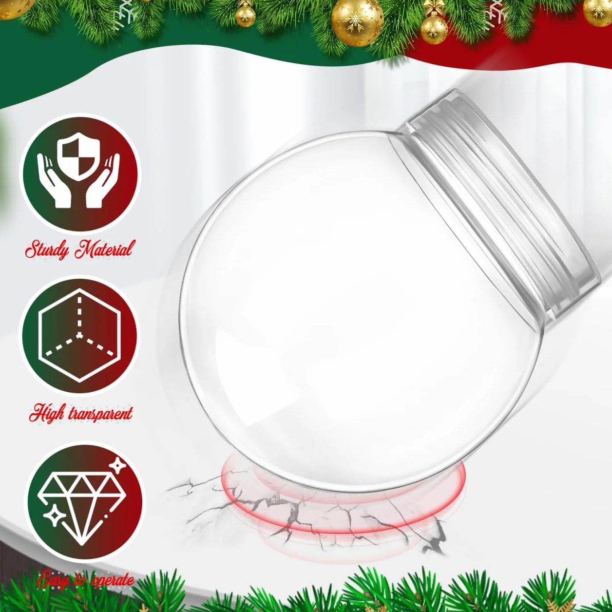 Amosfun Lot de 10 Boules À Neige Transparentes Rondes en Plastique 8.7Cm pour Bricolage De NoëL DéCoration Personnalisable avec Surface Lisse Et Facile À Nettoyer