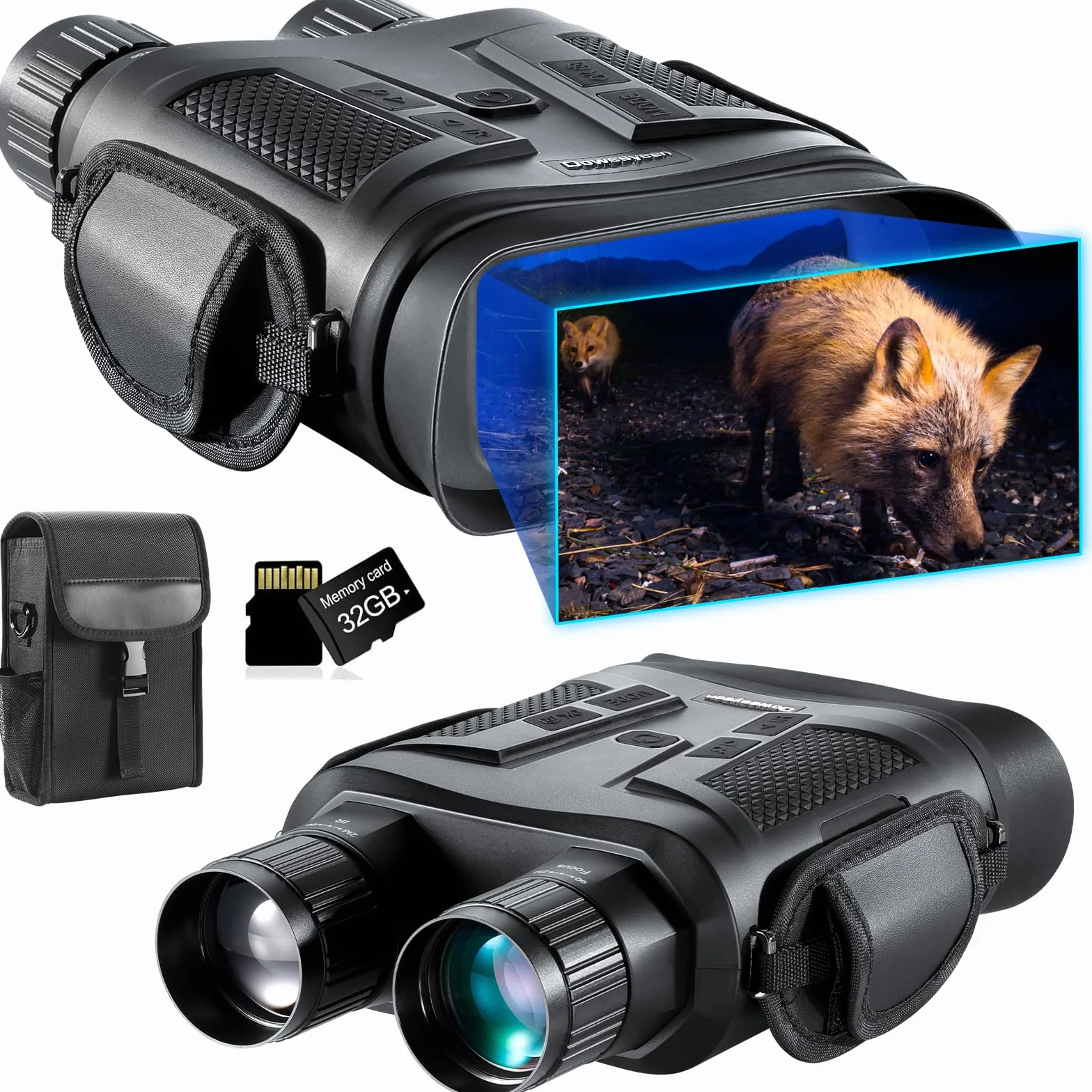 HD Cyfrowy Lornetka/Gogle Noktowizorem, Duży ekran TFT LCD, 7000 mAh, 5 x zoom, Widoczność w nocy, Oświetlenie IR do Obserwacji Dzikich Zwierząt, na Kemping