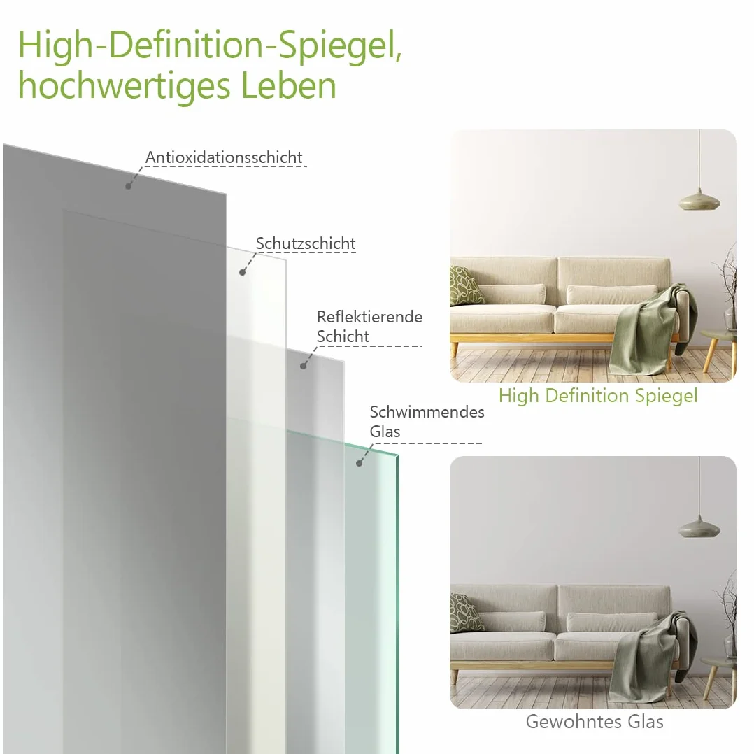 Miroir Pleine Longueur Argent sur Pied 160x40cm Cadre en métal argenté HD Grand Miroir