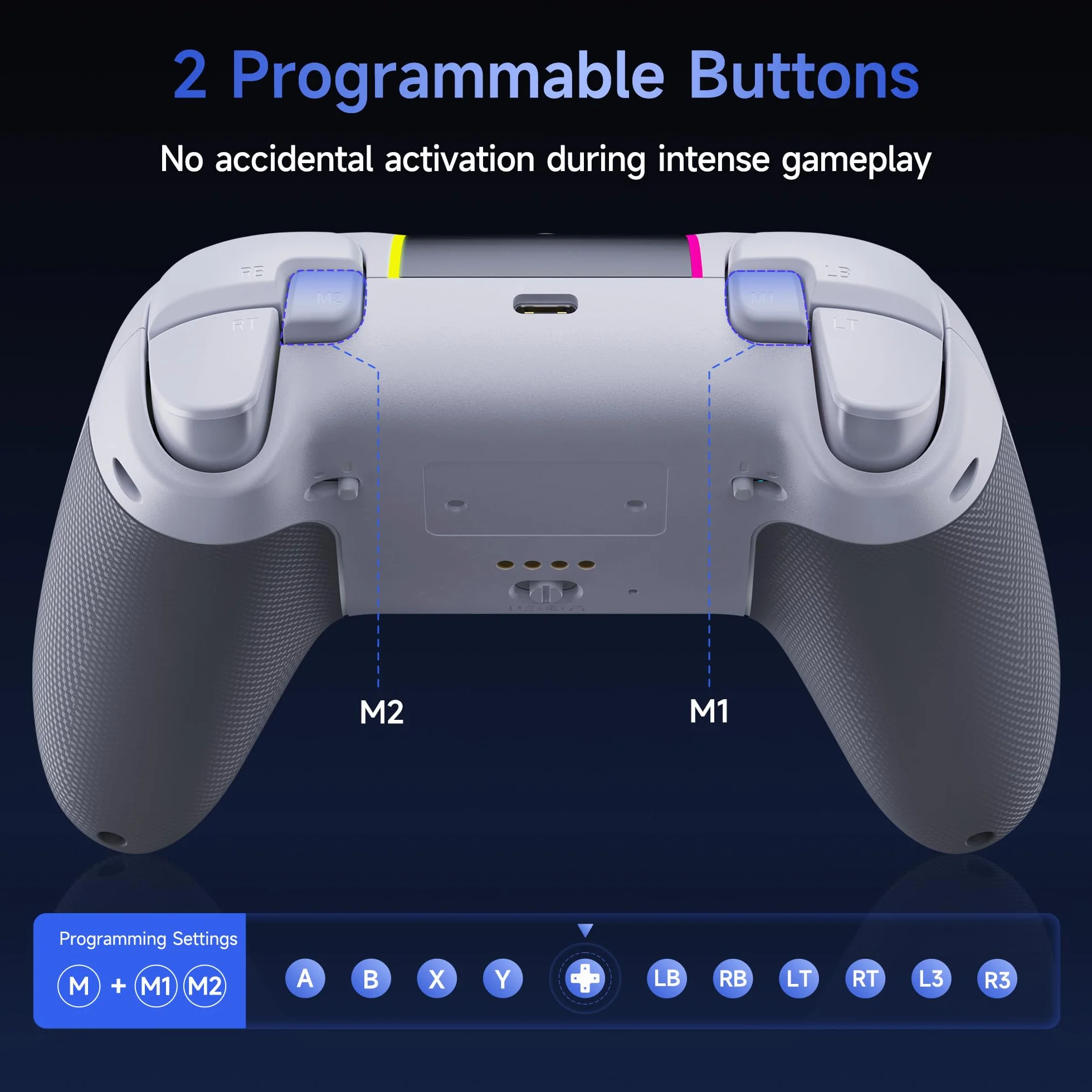 EasySMX Bezprzewodowy kontroler PC z RGB/dwupoziomowe wyzwalacze halowe/joystick hall/ciche przyciski, kontroler X05PRO do PC/Switch/Android/iOS/Steam/Android TV Box, 1000 mAh, biały
