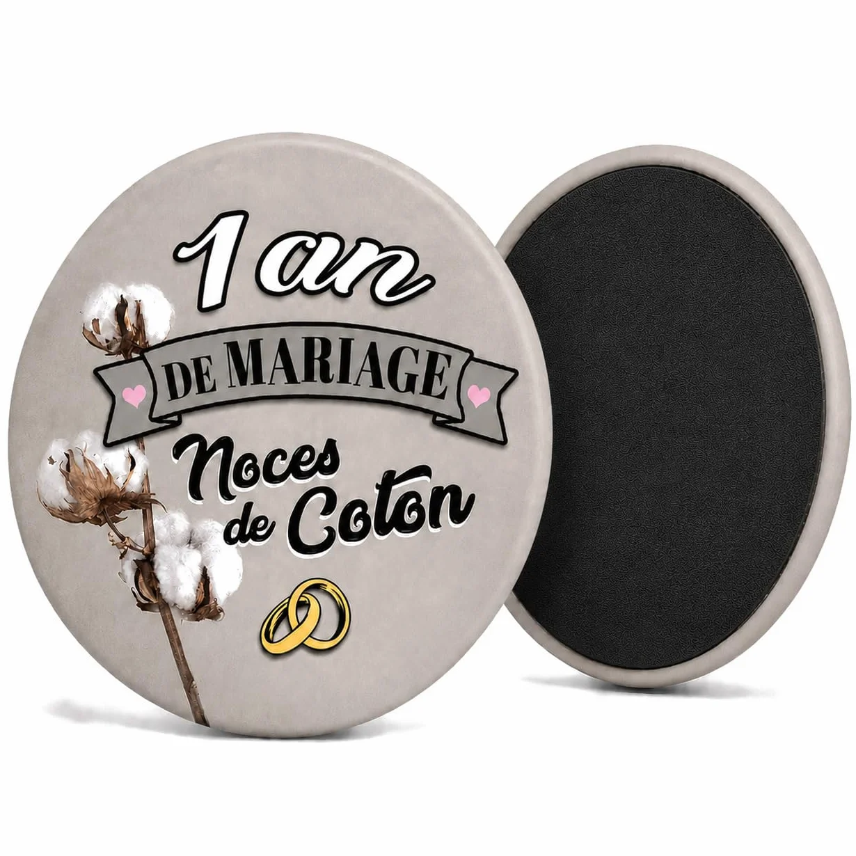 Magnet Aimant 3.8cm Anniversaire 1 an Mariage Noces de Coton Anneaux