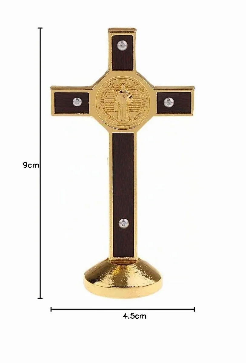 POFET Statue Crucifix Jésus-Christ sur croix doré voiture
