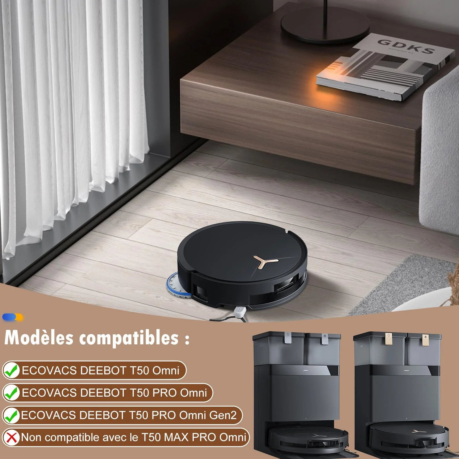 ECOVACS DEEBOT T50 Omni T50 PRO Omni T50 Pro Omni Gen2 robot aspirateur accessoires 25 pièces