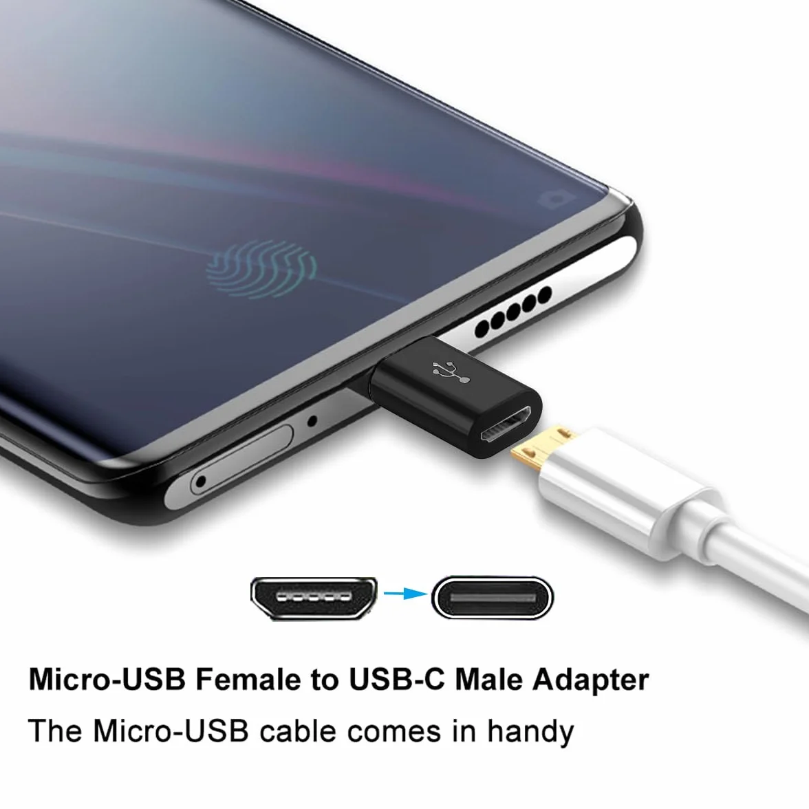 Adaptateur Micro USB vers USB C Lot de 2, Type C Mâle vers MicroUSB Femelle Compatible Samsung Galaxy Huawei