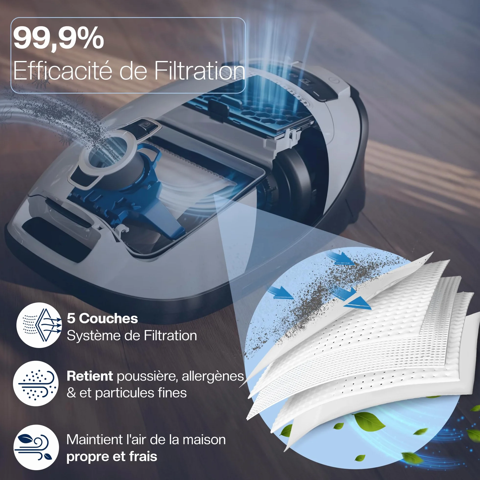 16 Sacs Aspirateur + 4 Filtres Moteur + 4 Filtres Sortie pour Miele Complete C3 C2 Classic C1 S8340 Séries S8000 S5000 S2000 S800 S600