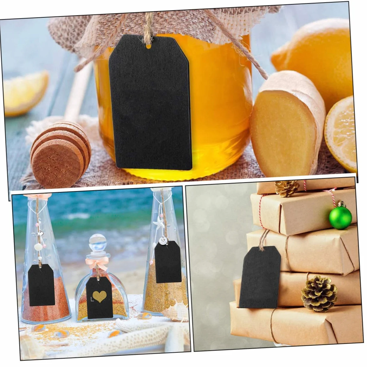 Lot de 32 Mini Étiquettes Suspendues Réutilisables avec Corde pour Décoration de Bouteilles Mariages