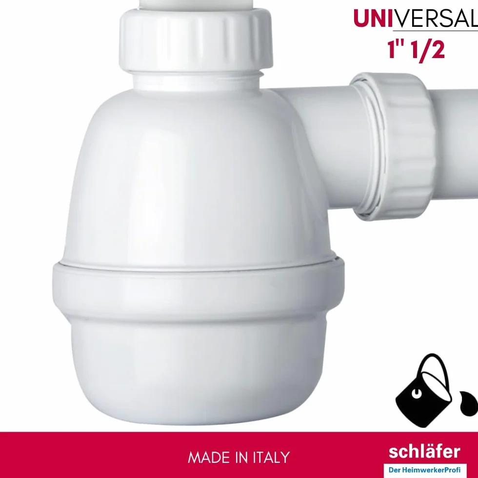Siphon universel 1 1/2 - diam. 40 mm, réglable en hauteur, blanc