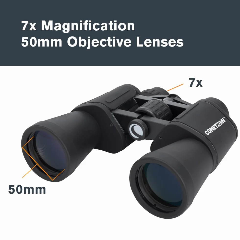 Celestron 71198 Cometron 7x50 lornetka z pryzmatem w układzie Porro, czarna