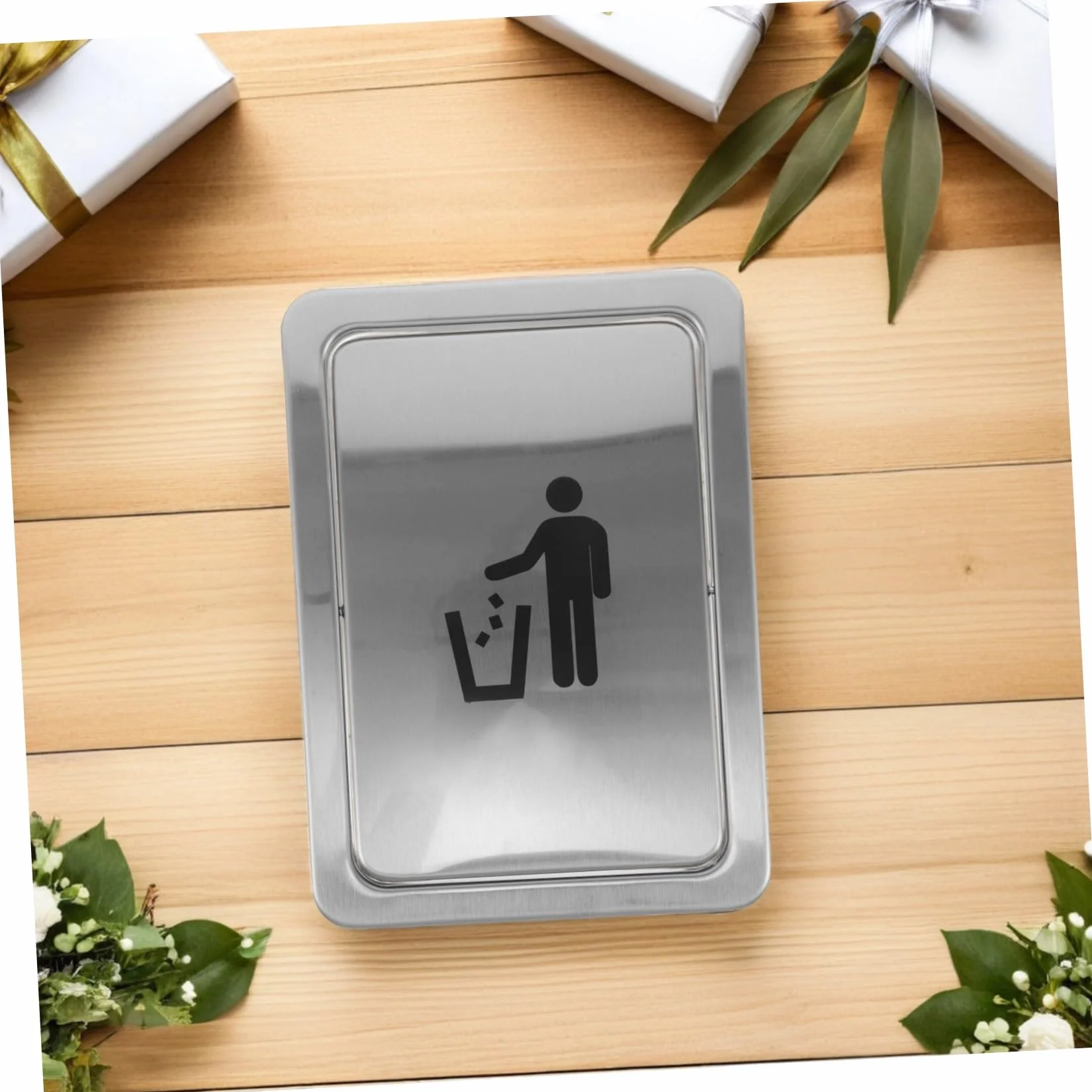 BESTYASH Couvercle de Poubelle Encastré Acier Inoxydable Couvercle de Trappe pour Chute de Déchets sur Plan de Travail Étanchéité Renforcée avec Étiquette Visible Adapté Aux Découpes pour