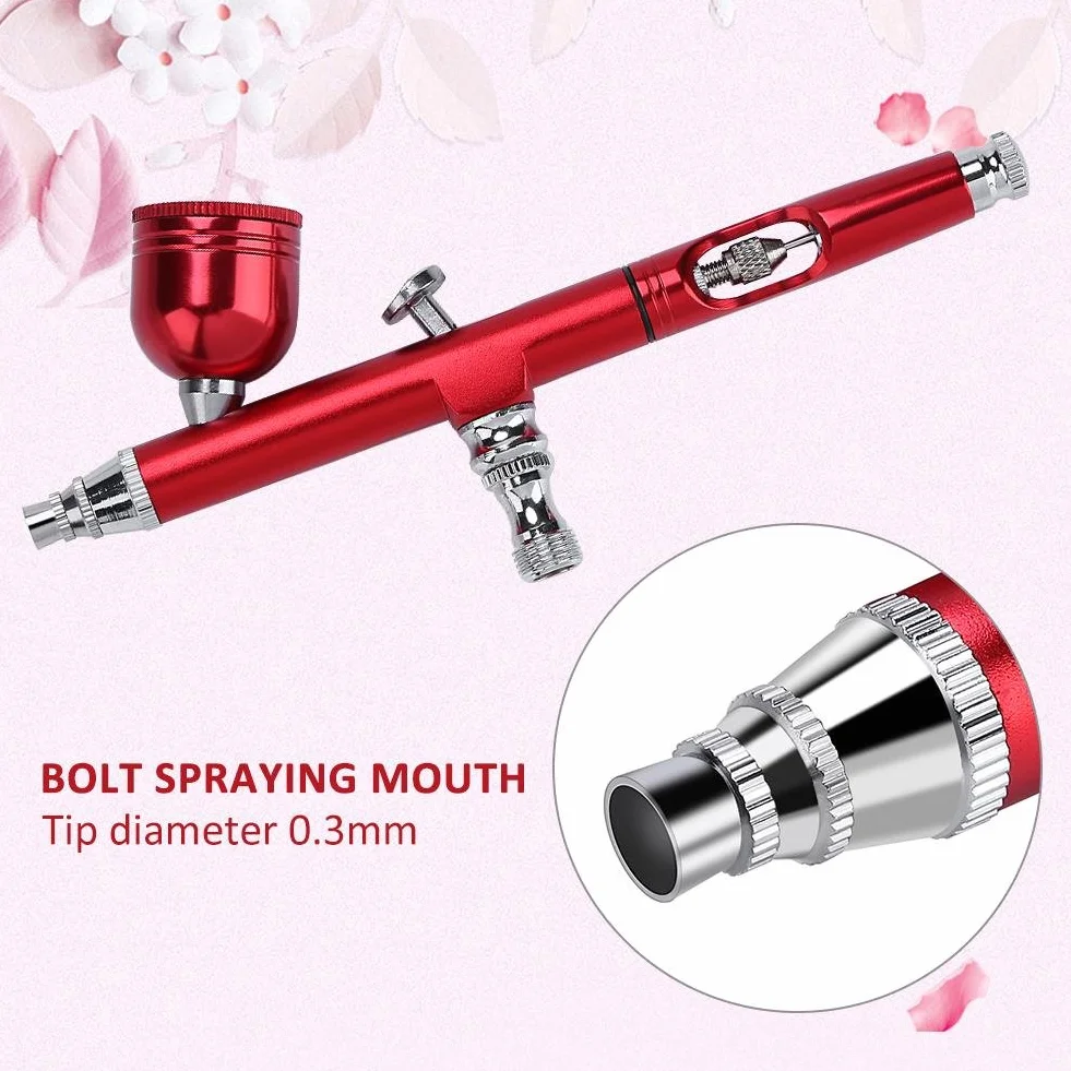 Kit aérographe 0.3 mm double action alimentation par gravité 2 couleurs pour peinture artisanat modèle