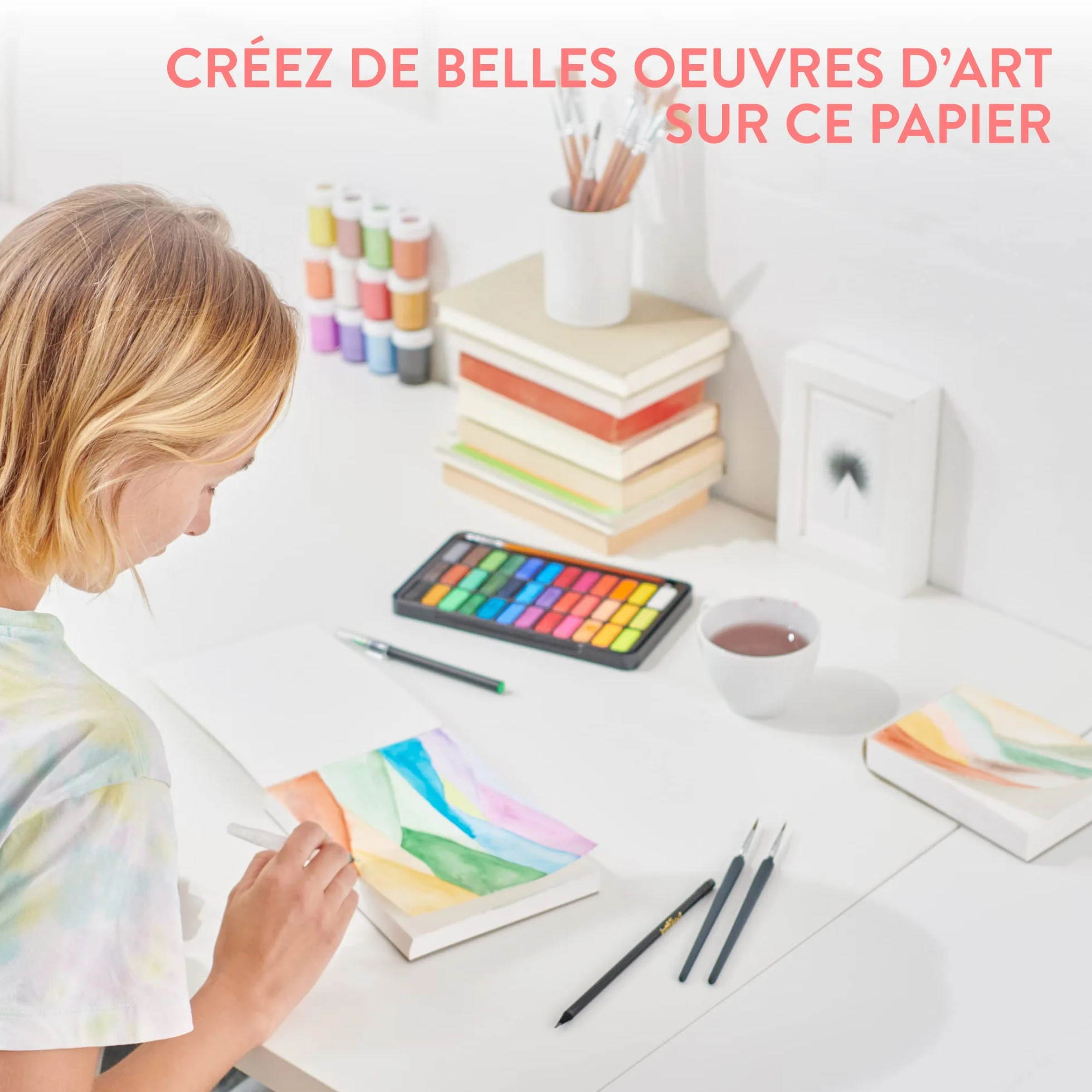 int!rend Carnet de Papier Aquarelle A5 40 Feuilles 300g - Crayon Aquarellable Stylo Pinceau à Réserve d'Eau