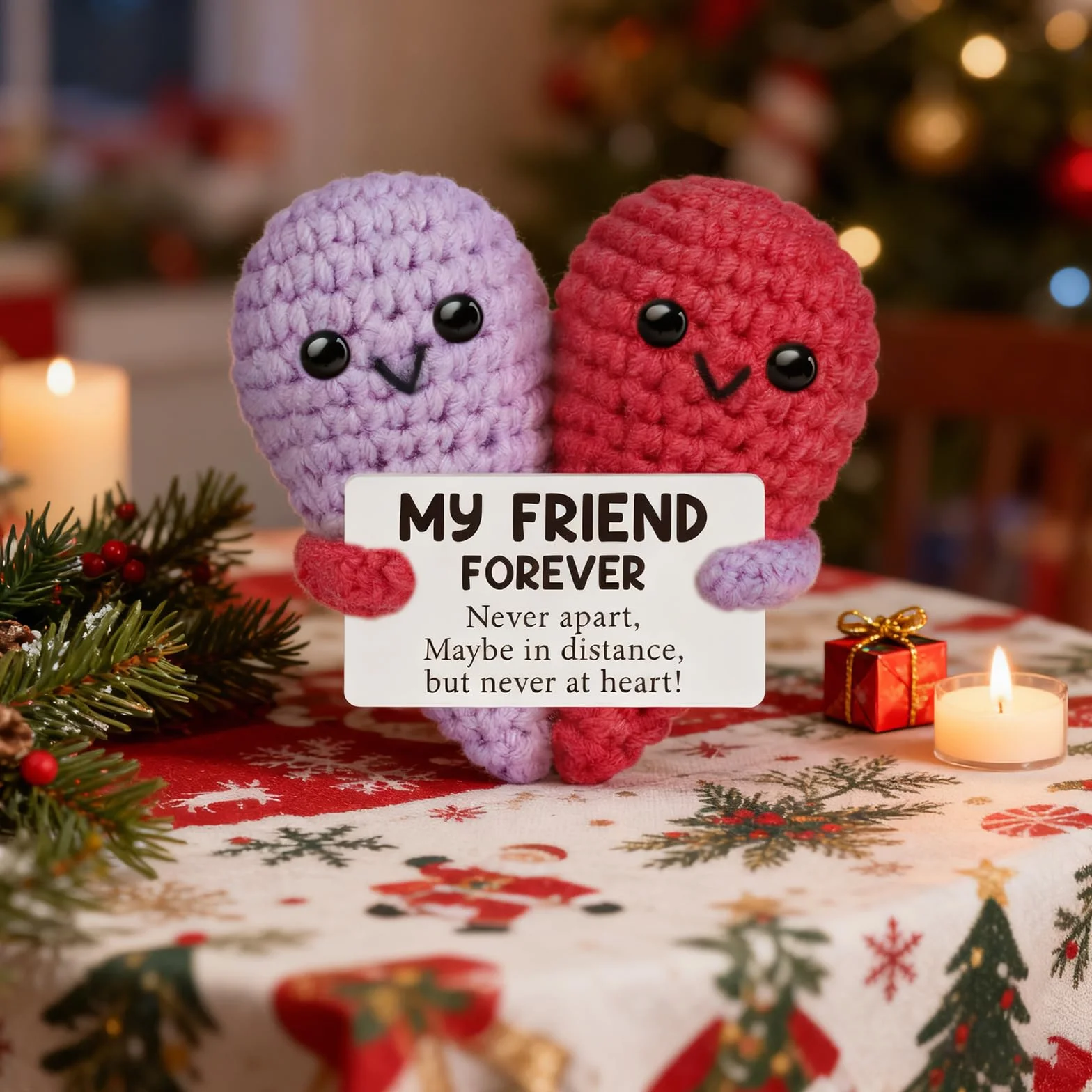 Cadeau Meilleur ami Deko Coeurs Câlin de Poche Crochet Positif Support émotionnel Cadeaux Noël