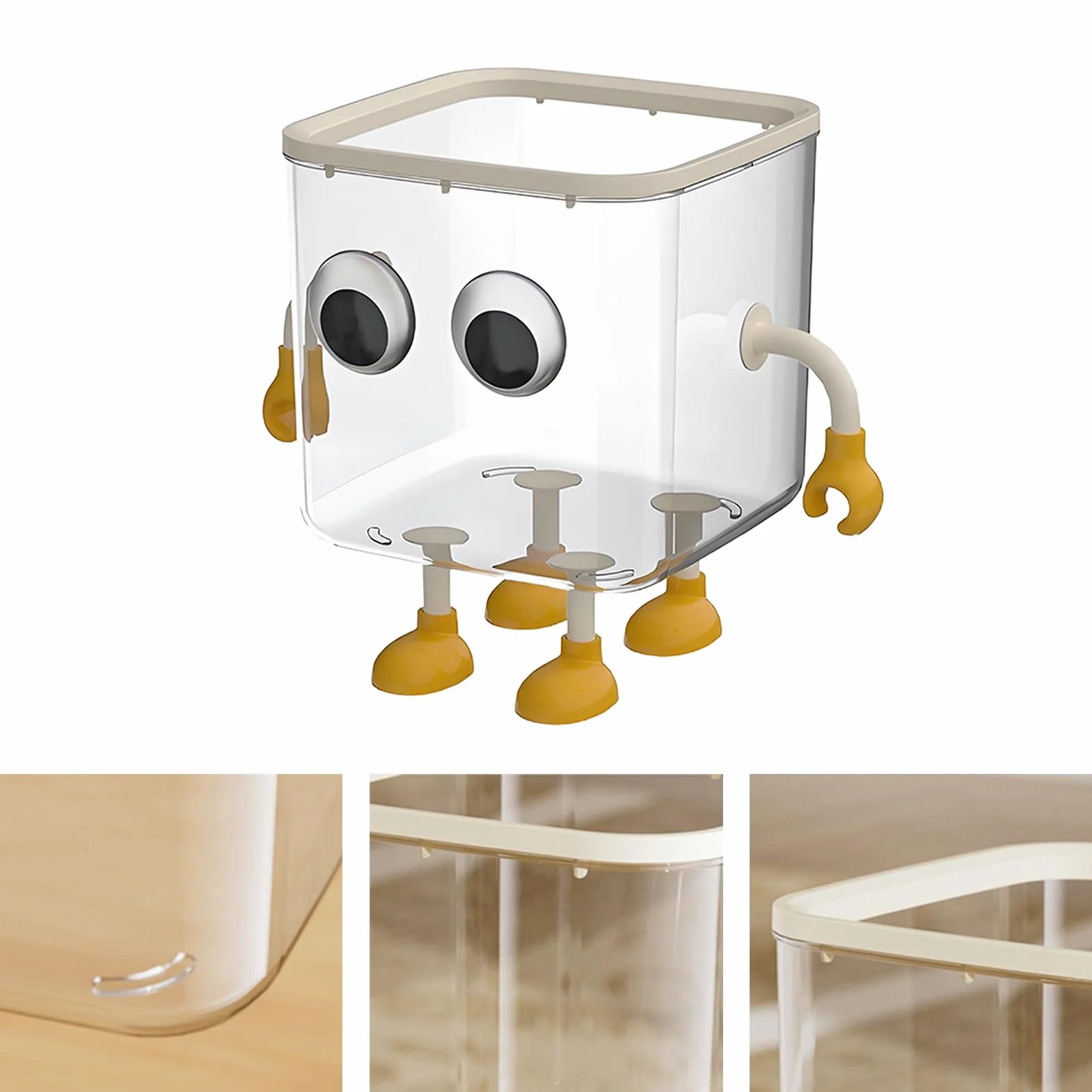 Poubelle de Bureau Mignonne Transparente, Panier de Rangement Compact pour Salle de Bain