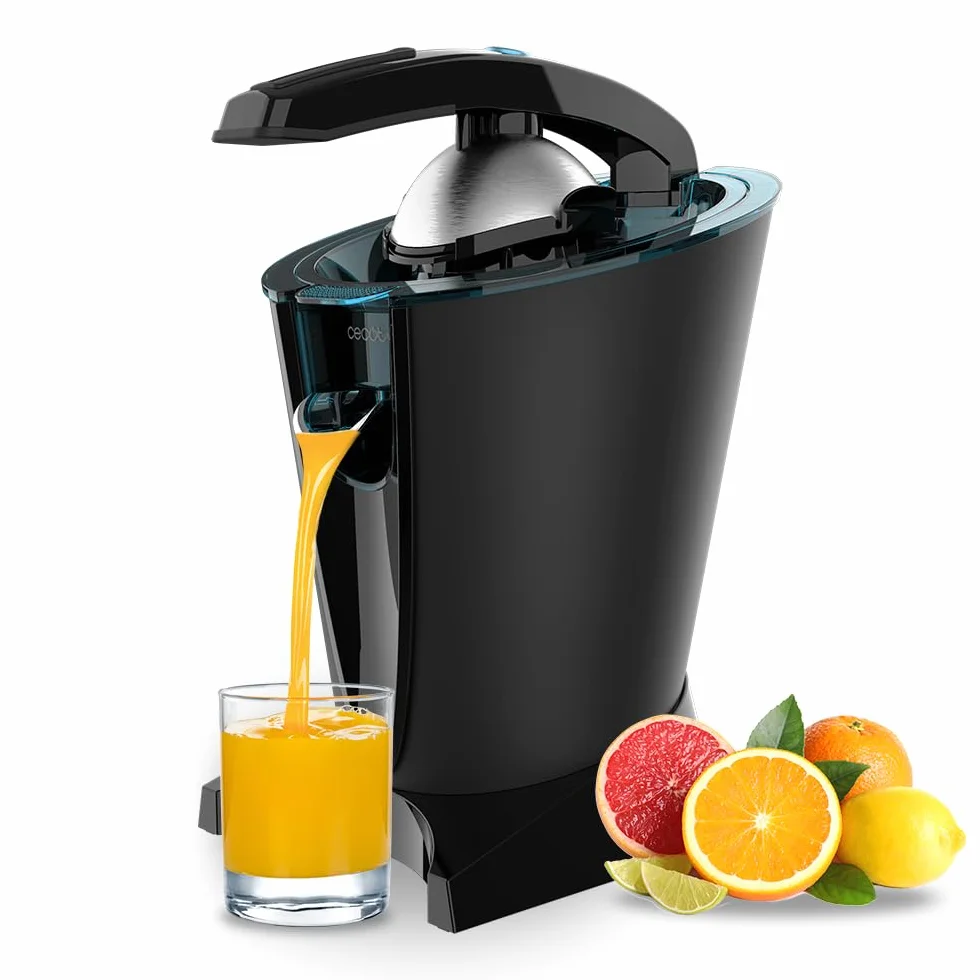 Cecotec Presse-agrumes électrique à bras EssentialVita Hyden 600 600 W, filtre en acier inoxydable, 2 cônes amovibles, levier de pression, système anti-goutte, compatible lave-vaisselle