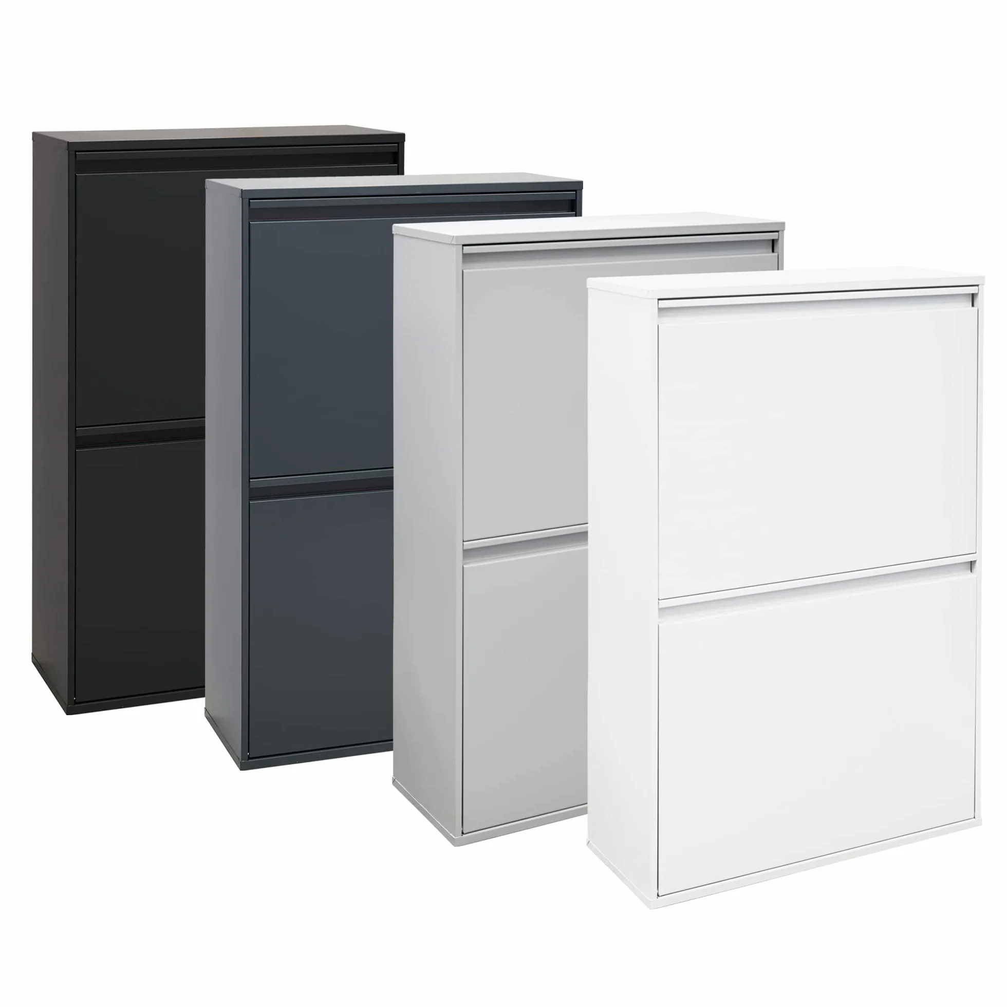 ARREGUI Basic CR604-B Poubelle de recyclage en acier 4 seaux 68 L anthracite