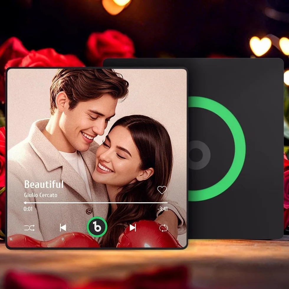 Aimant de Réfrigérateur Personnalisé avec Album Musical – Plaque Spotify avec Photo, Musique et Code Scan, Cadeau Original