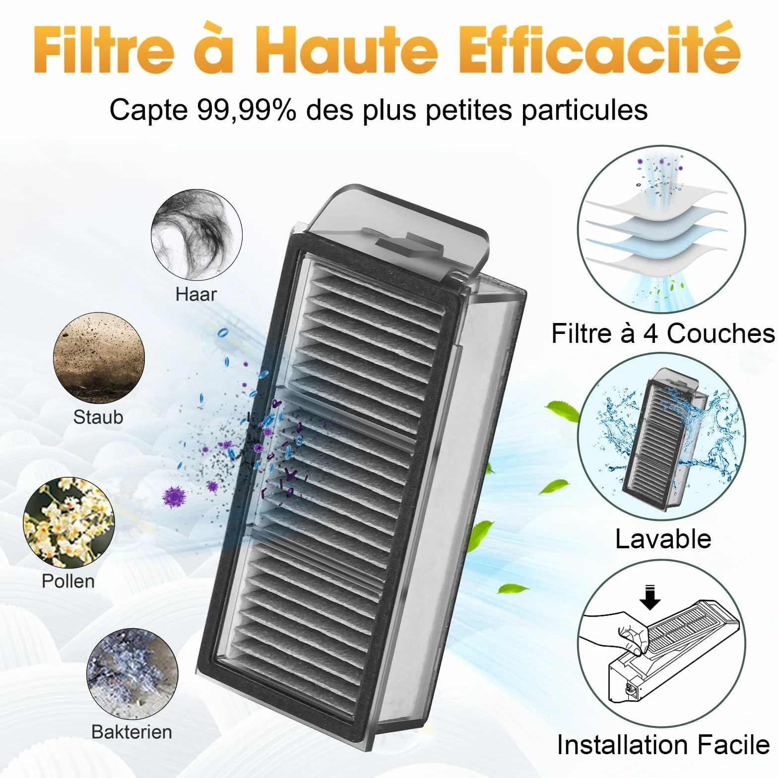 Dreame X50 Ultra Accessoires Pièces de Rechange L50s L40s Pro Ultra 2 Brosse Principale 4 Sacs à Poussière 4 Chiffons 4 Filtres 4 Brosse Latérale
