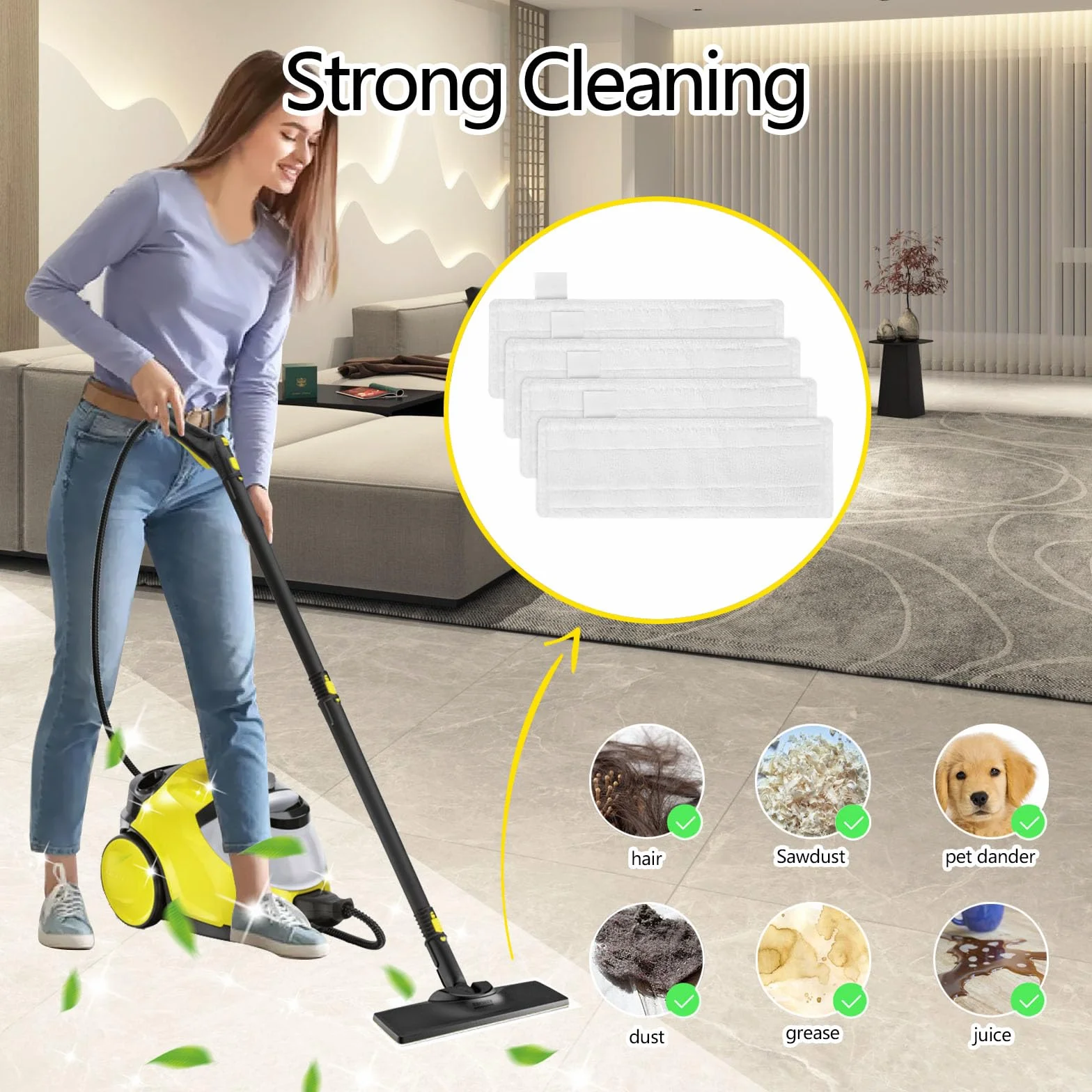 Lingette Microfibre Karcher Easyfix SC2 SC3 SC4 SC5 Chiffons Serpillères Bonnettes 4pcs
