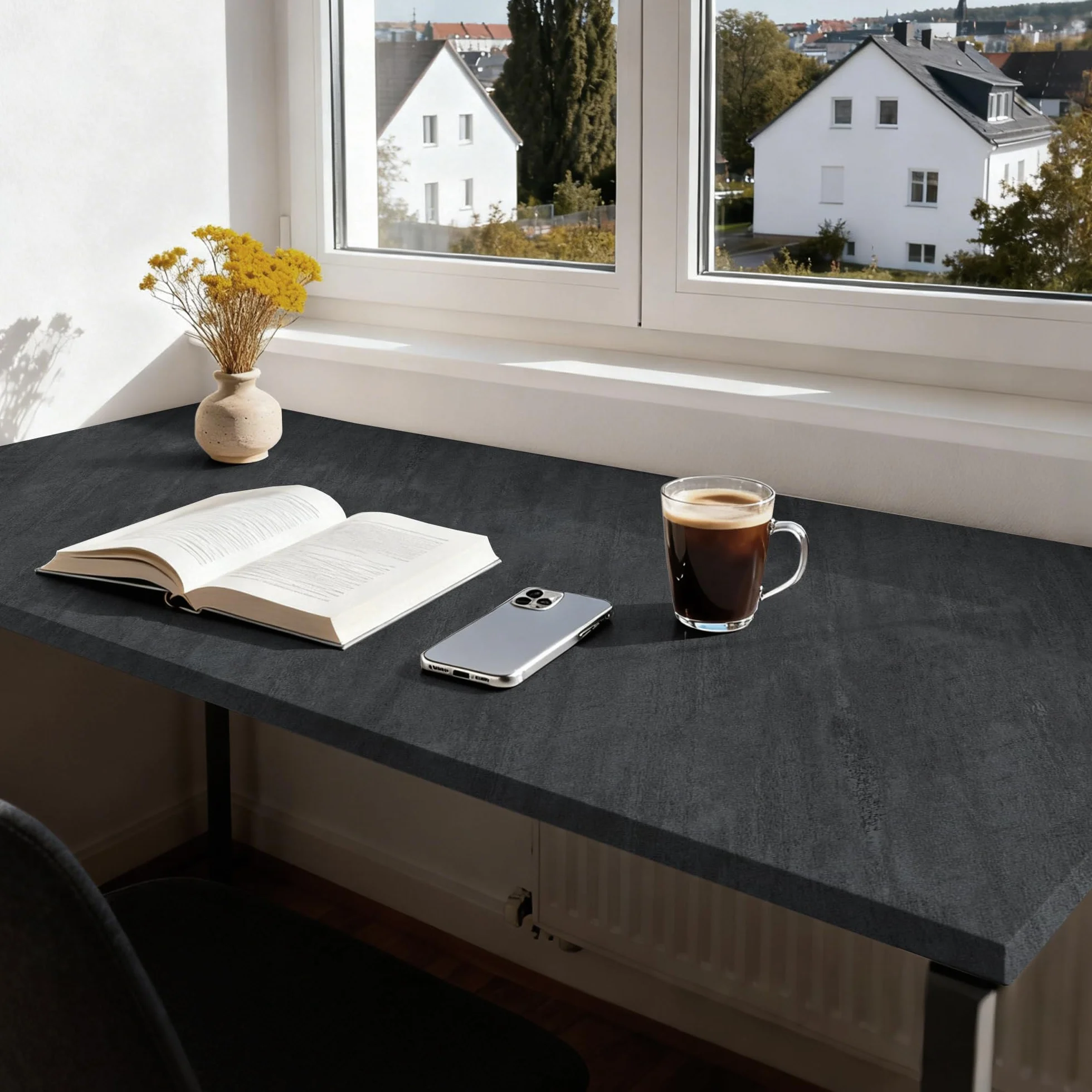 Papier Adhesif Meuble Gris 60x300cm Film Autocollant Decoratif Impermeable Salon Cuisine Chambre