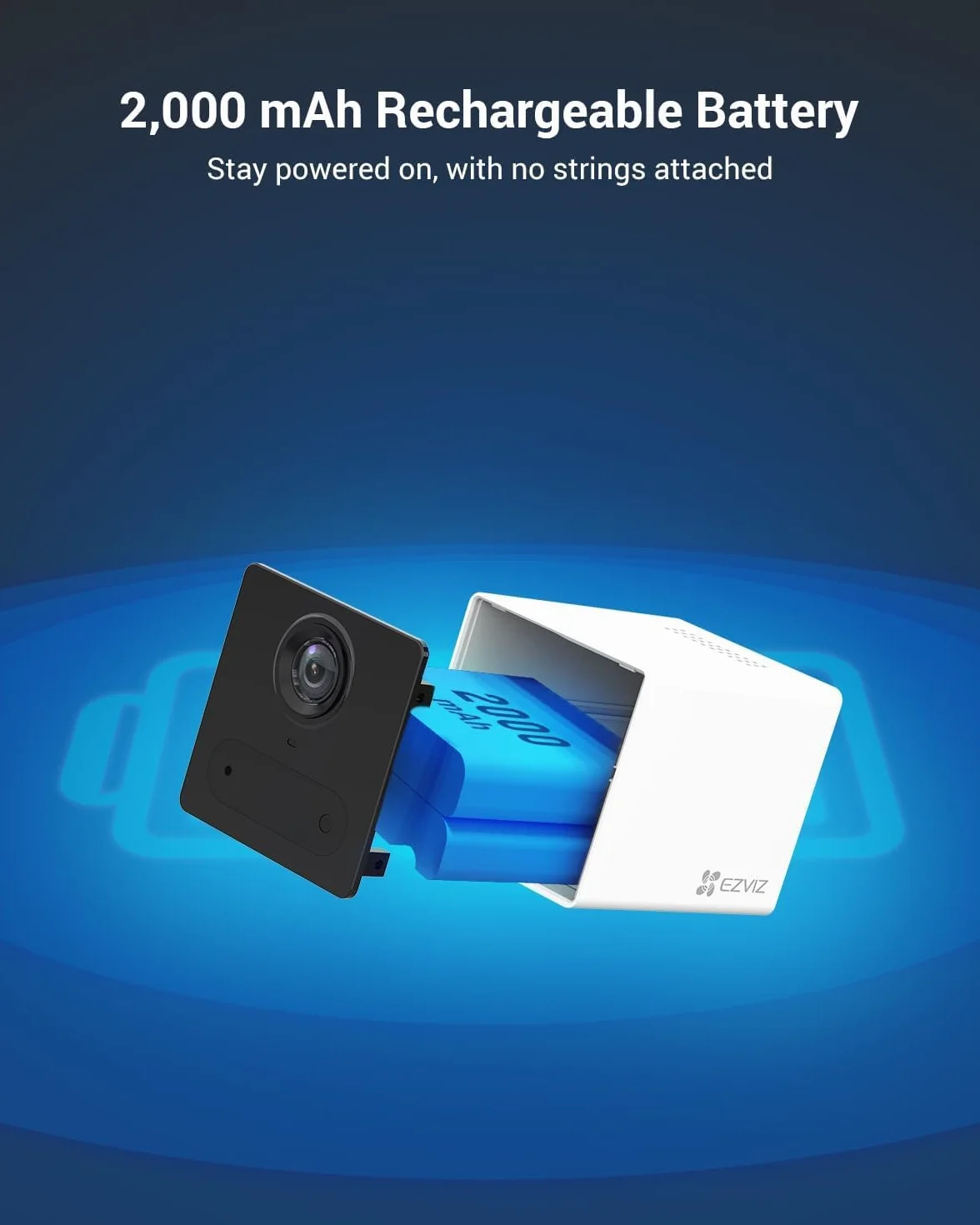 EZVIZ CB2 1080P Bezprzewodowa wewnętrzna kamera nadzorująca WiFi na baterii 2000 mAh, kamera dziecięca WiFi 2,4 GHz, wykrywanie osoby, 5 m noktowizor, dwukierunkowy dźwięk, typ C, uchwyt magnetyczny