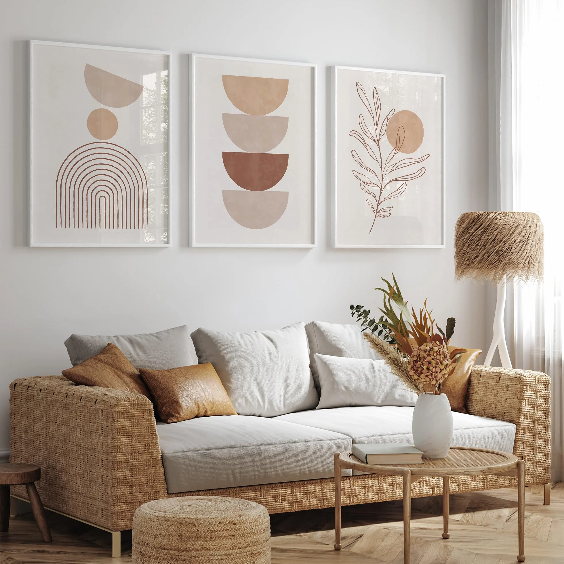 Tableau Decoration Murale 30x40 Sans Cadre Lot de 3 Poster Mural Boheme Terracotta