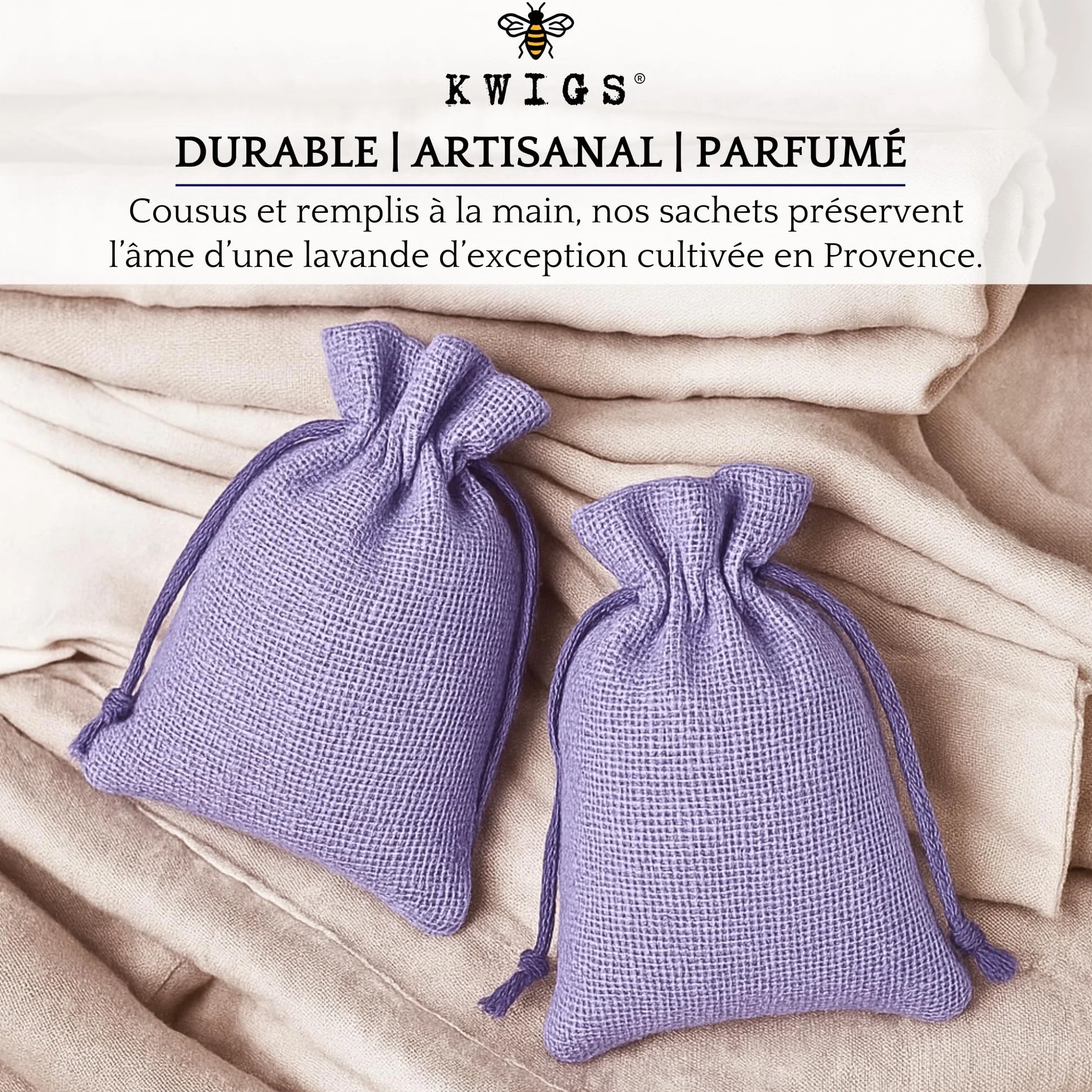 Sachet de Lavande en Jute Doublée 12 Sachets Couleur Lavande sans OGM Remplis à la Main Petit Sac pour Placards Linge Armoire Fleurs de Haute Provence