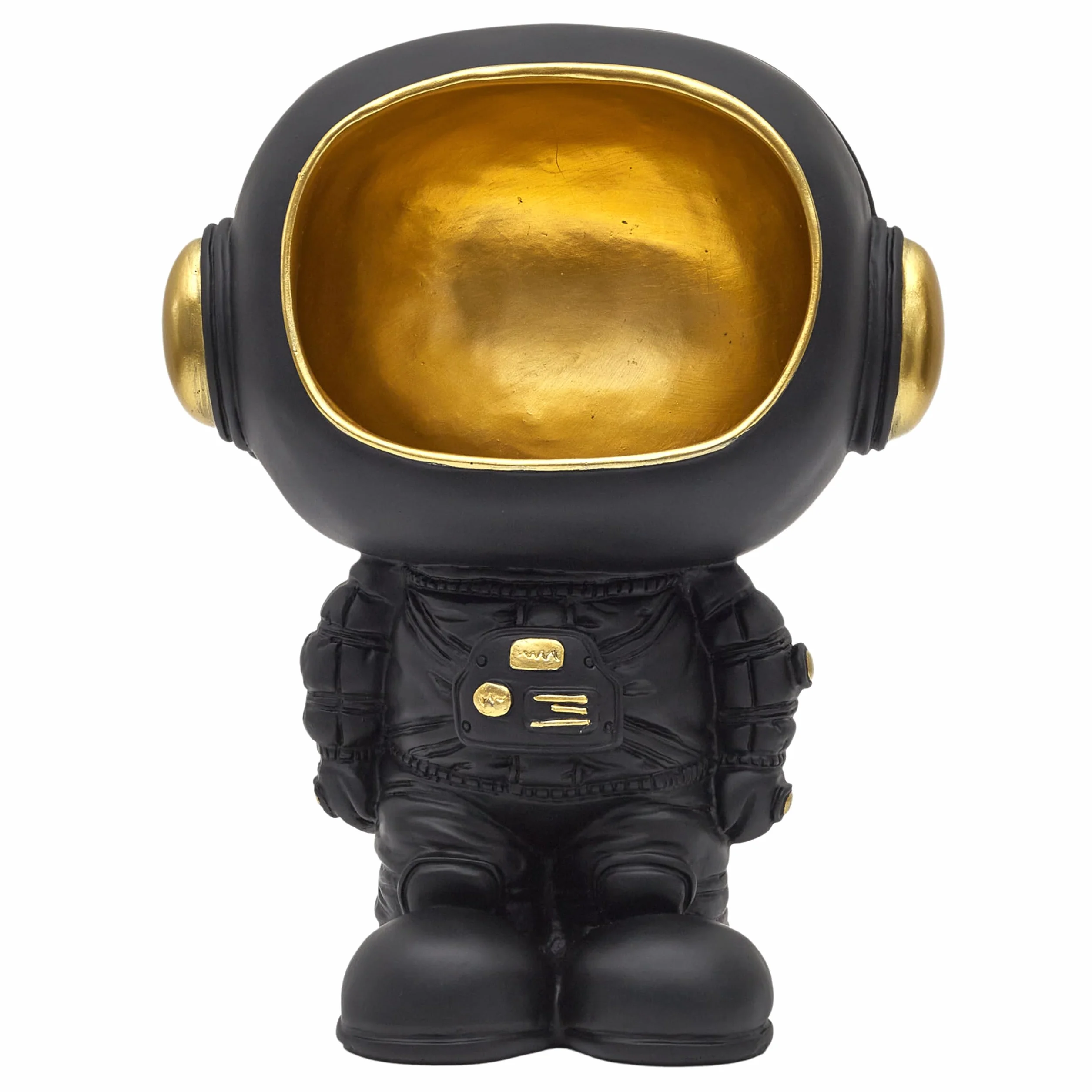 Statue Astronaute Vide Poche Noir 20 cm Objet Décoratif Moderne Design Futuriste