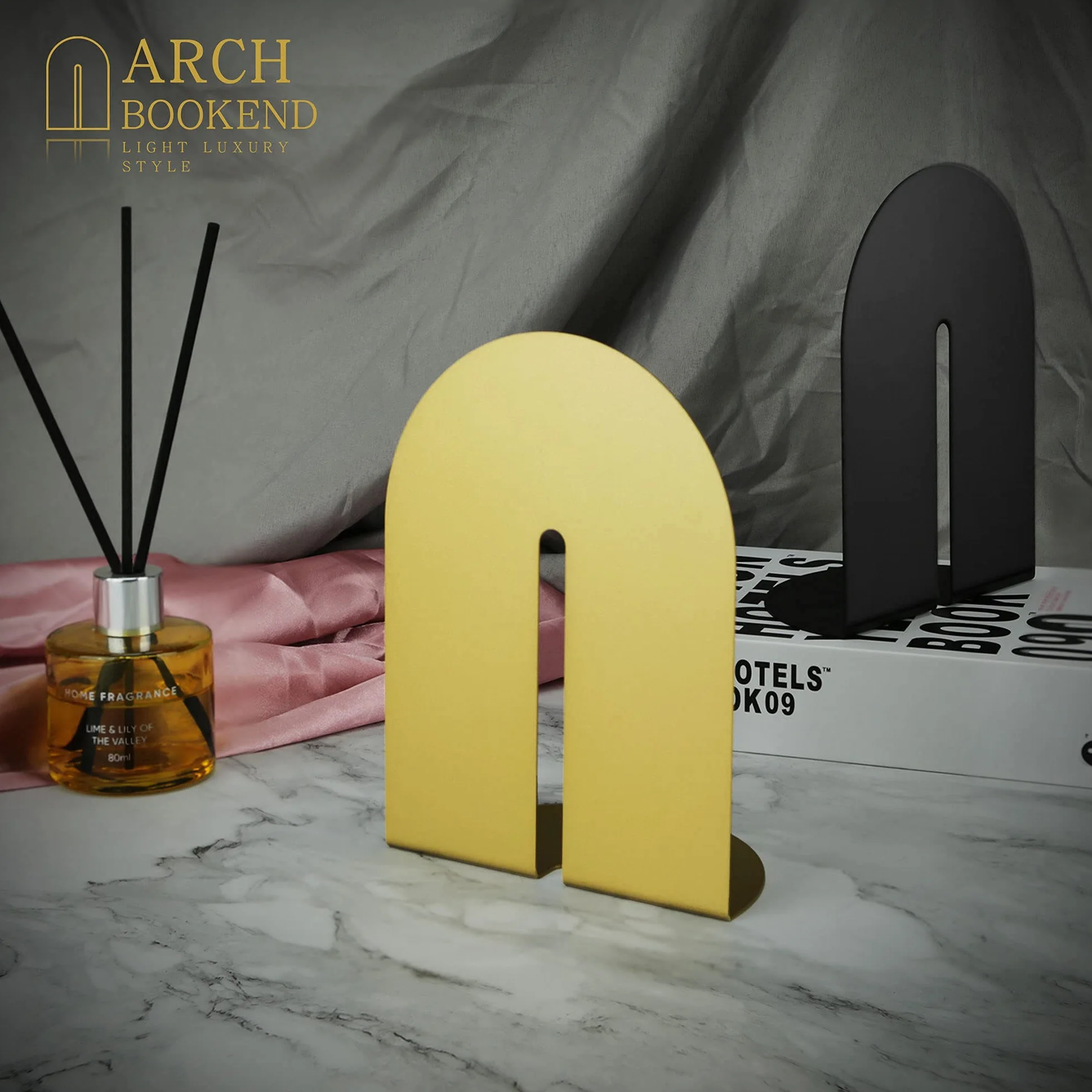 Serre-Livres en Métal avec Arche, 1 Paire pour Bureau Maison Cuisine