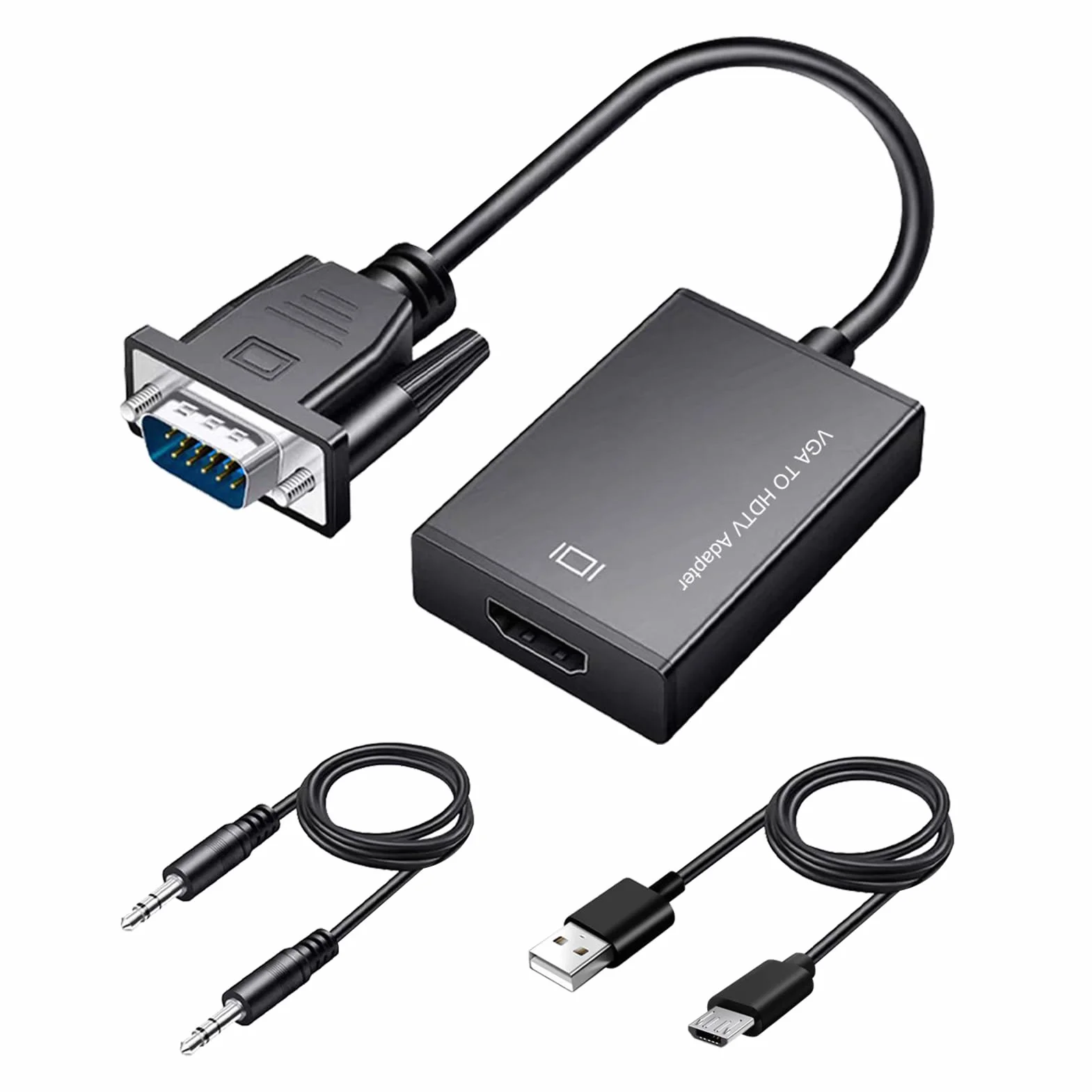 Adaptateur VGA vers HDMI 1080p Convertisseur Mâle vers Femelle avec Audio USB 3,5mm