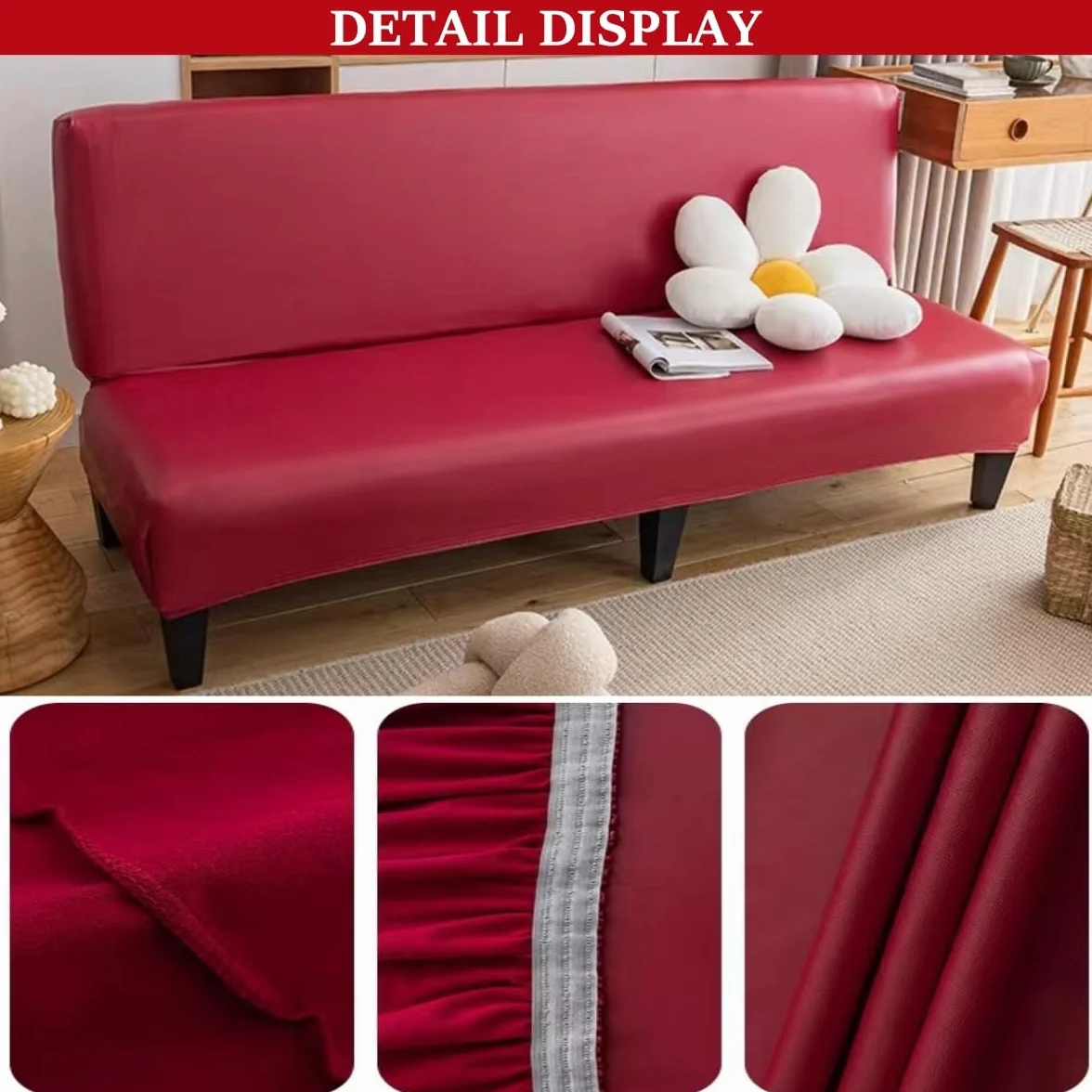 Housse Canapé Clic Clac Haute Élasticité 2/3 Places Imperméable Antidérapante Futon Protecteur Rouge 150-190cm