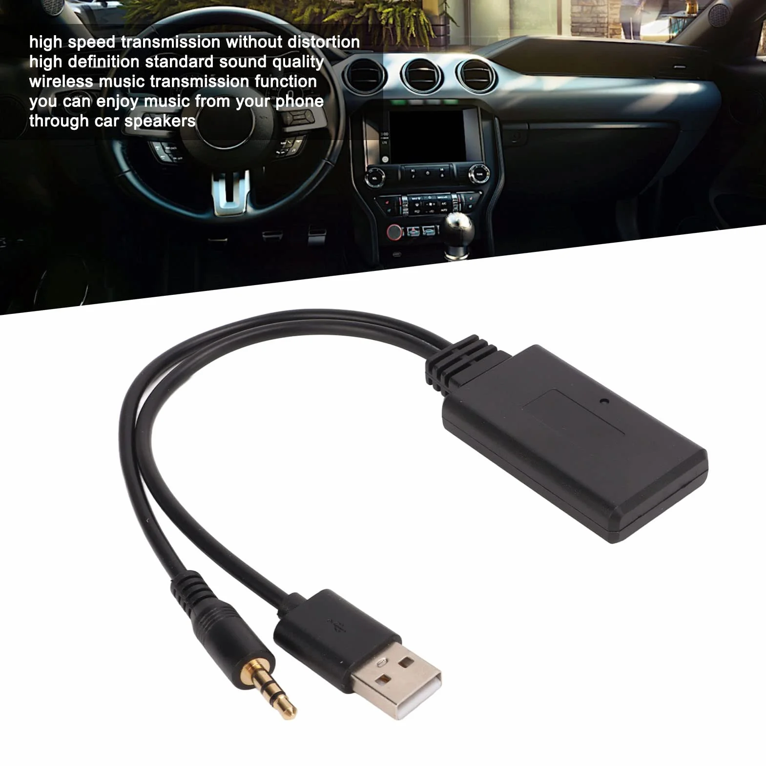 Yosoo Samochodowy sprzęt audio Bluetooth, uniwersalny odbiornik Bluetooth 5.0 samochodowy adapter audio stereo USB samochodowy kabel Aux