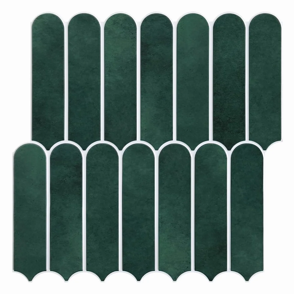 Commomy Crédence Adhésive Cuisine 10 Pièces 30x30cm Imperméable Autocollant Salle de Bain Vert Foncé