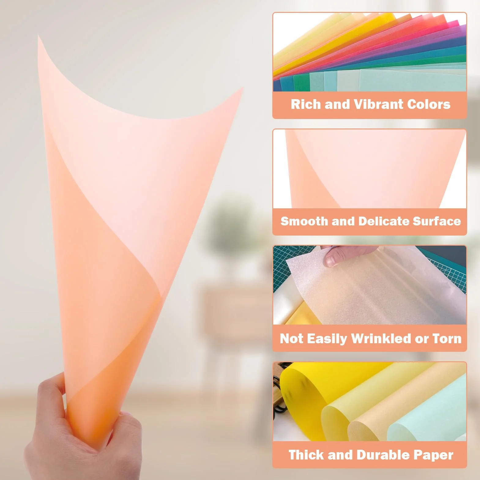 TRUEIN Papier Calque Couleur A4 100g/m² 40 Feuilles 20 Couleurs Papier Transparent Imprimable