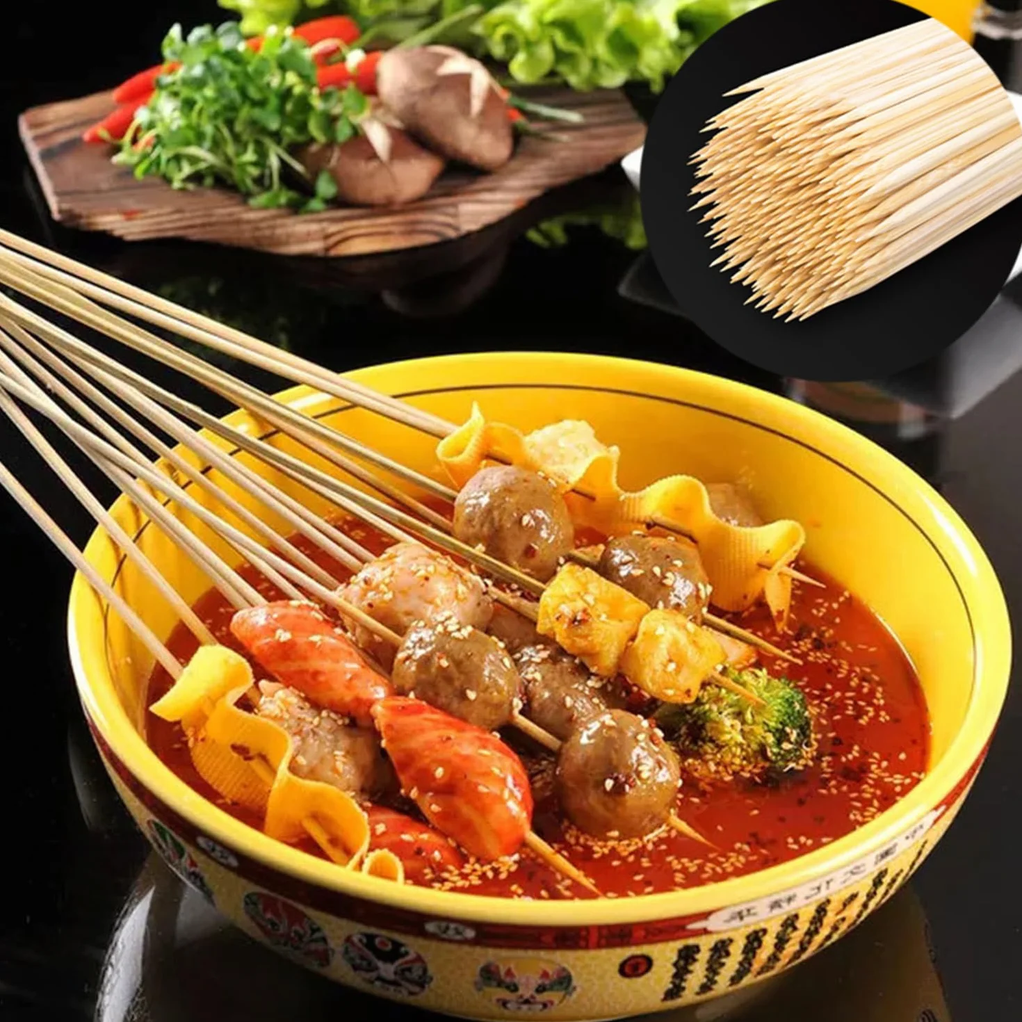Lot de 100 Brochette en Bambou 30cm pour Barbecue