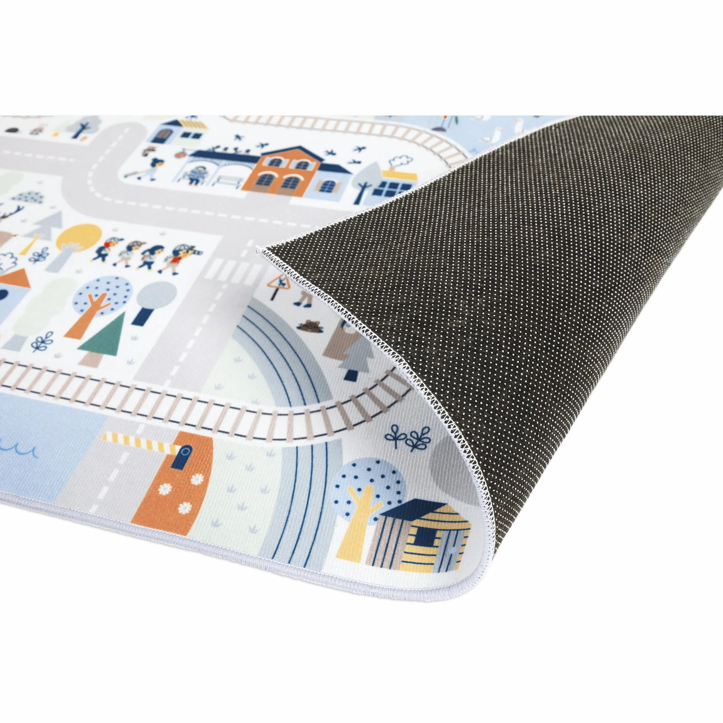 Janod Tapis de Jeux Voiture Enfant Thème Montagne Hiver 120 x 78cm Antidérapant Lavable à la Main
