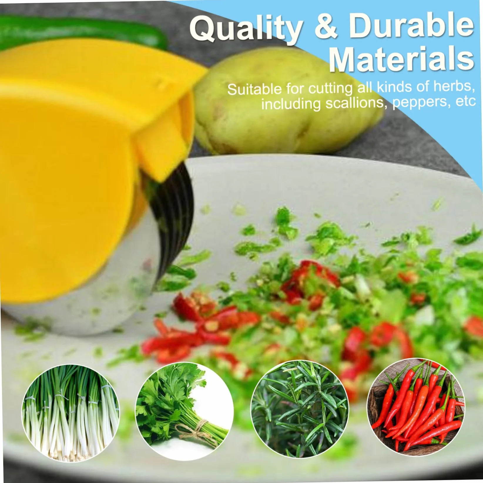 Rouleau d'herbe avec une lame en acier inoxydable, hachoir d'herbe manuelle, coupe-herbe lavable détachable, hélicoptères d'herbe portable pour coriandre