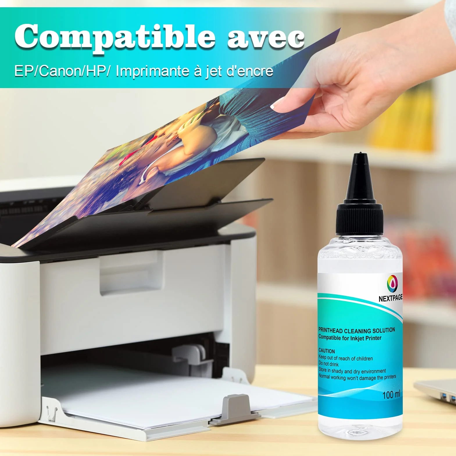 Liquide de nettoyage pour tête d'impression 100 ml Epson HP Canon Brother