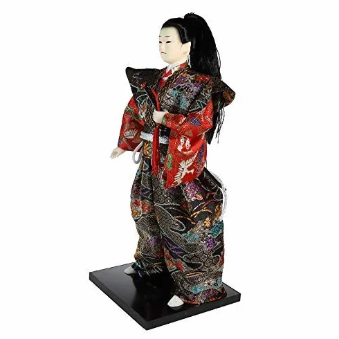 Poupée Japonaise en Kimono Samourai 30 cm - Figurine Geisha Traditionnelle Artisanale