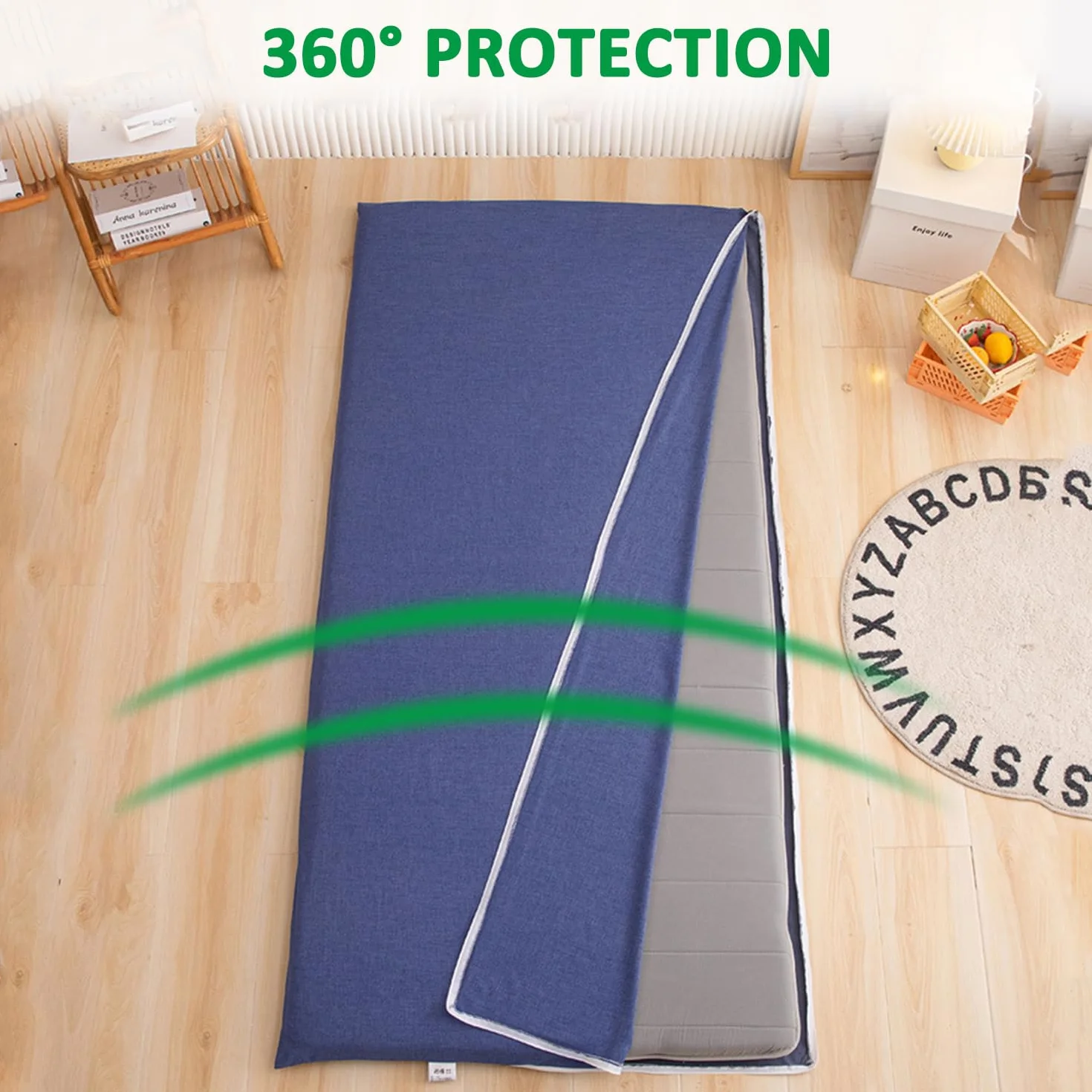 Housse De Futon 100% Douce Pour Matelas De Sol Shikibuton Traditionnel, Housse De Protection Pour Tapis De Tatami En Coton Lavable Avec Fermeture Éclair, Gray, 80x190cm