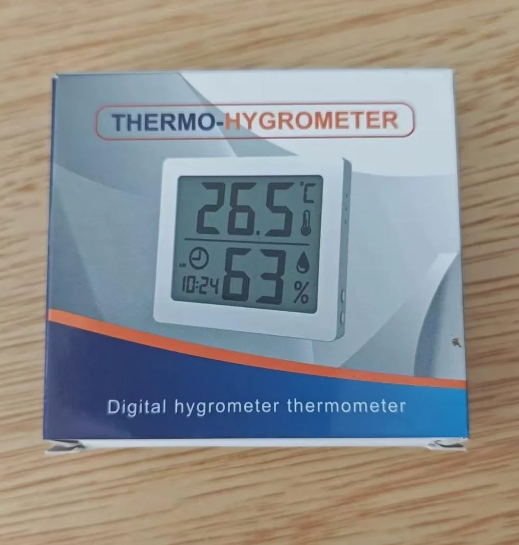 Thermomètre/Hygromètre Numérique Grand Écran LCD 3,1" Intérieur Moniteur Température Humidité avec Horloge Noir