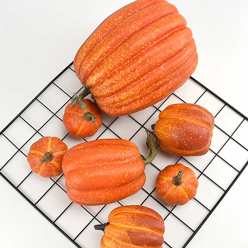 Ensemble de décoration d'automne citrouille artificielle grande taille feuilles d'érable pommes de pin glands