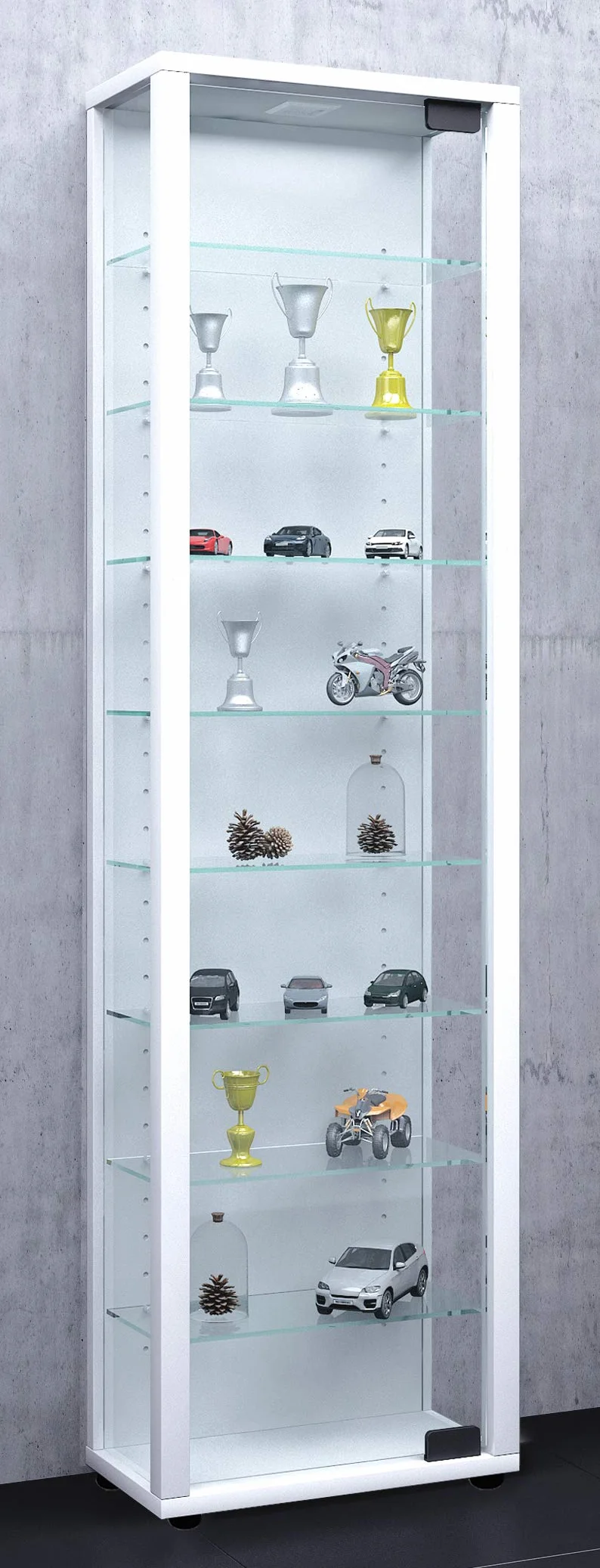 VCM vitrine en Verre Colonne Bois Verre vitrine de Collection vitrine de Verre vitrine Stand vitrine Edana Maxi Blanc
