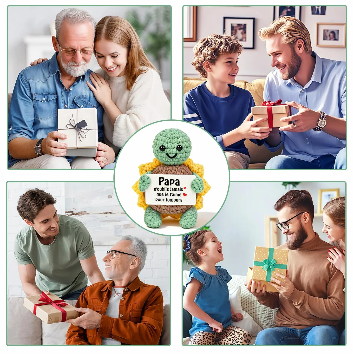 HUKUMA Tortue en Crochet Main avec Carapace en Tournesol Cadeau Papa Noel Anniversaire Fête des Pères