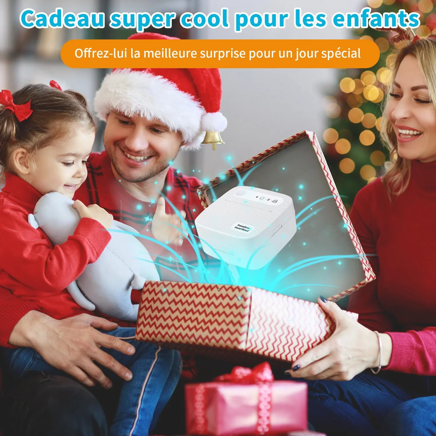 JESWO Mini Imprimante Thermique Bluetooth Portable avec 4 Rouleaux Papier 3 Rouleaux Étiquettes iOS Android