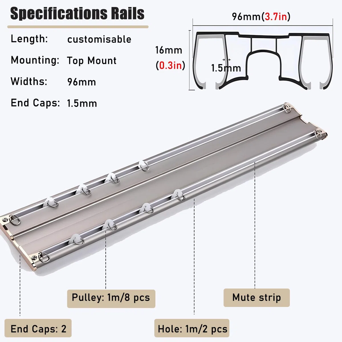 Support de tringle à double rail coulissant pour locataires, idéal pour le salon et la chambre à coucher et 13 m de long à